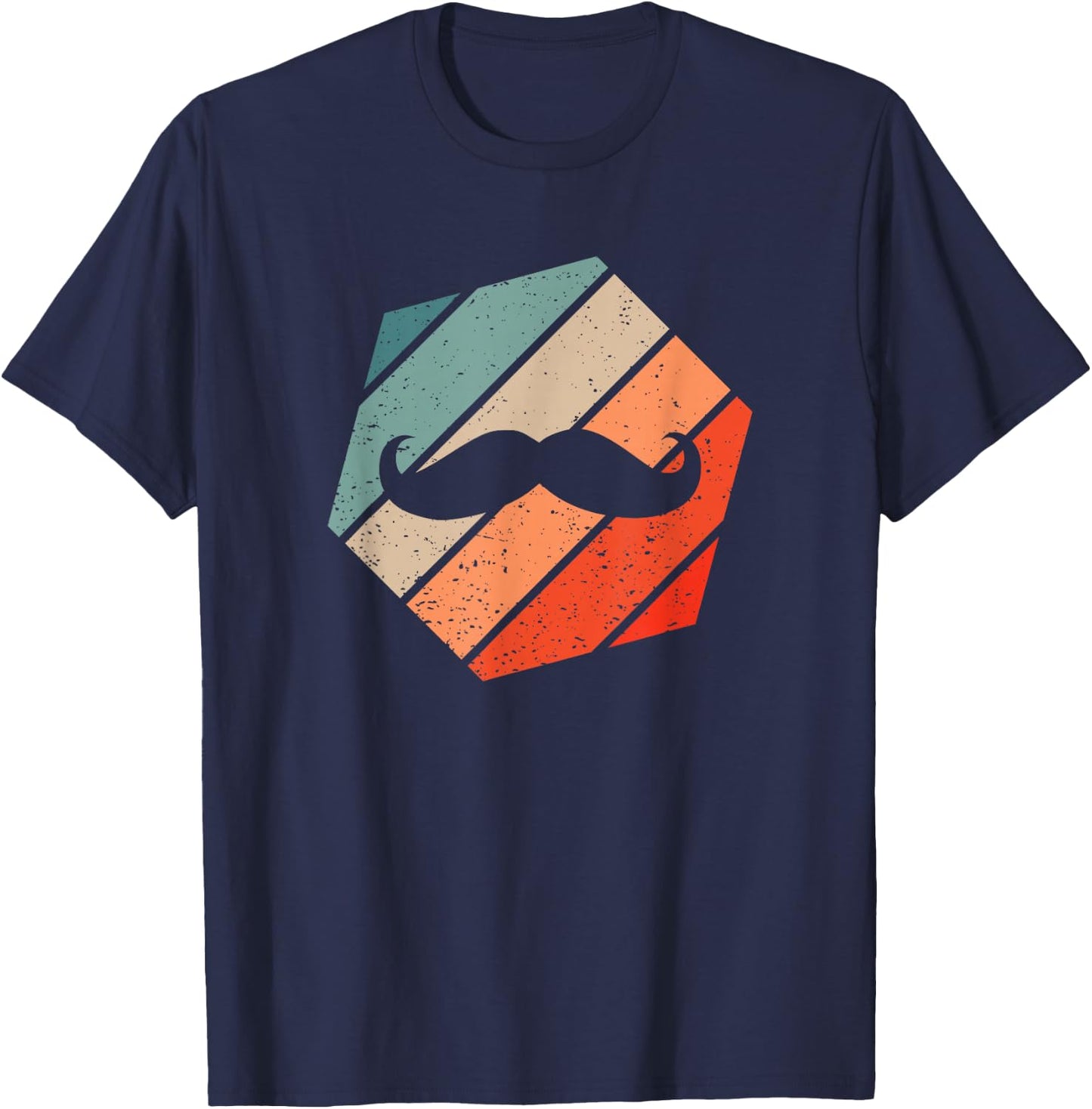 Mustache Retro Style Vintage T-Shirt - T-Shirt | Navy