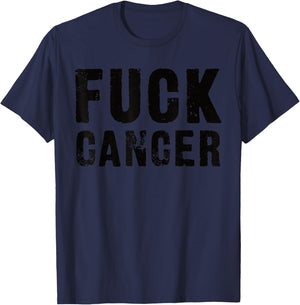 Fuck Cancer Black Font T-Shirt - T-Shirt | Navy