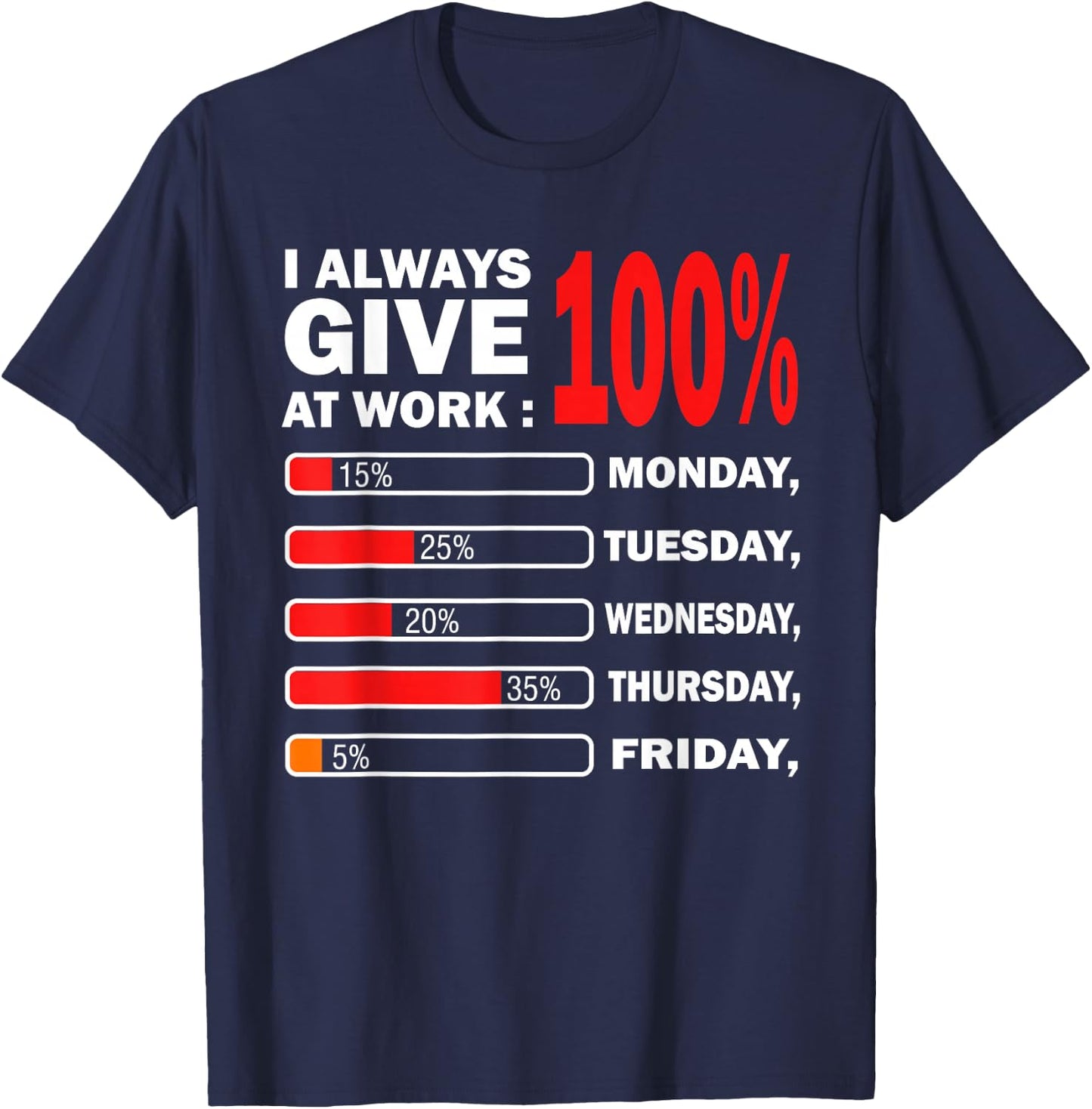 Funny I Always Give 100 Percent At Work Labor Day Men Women T-Shirt - T-Shirt | Navy