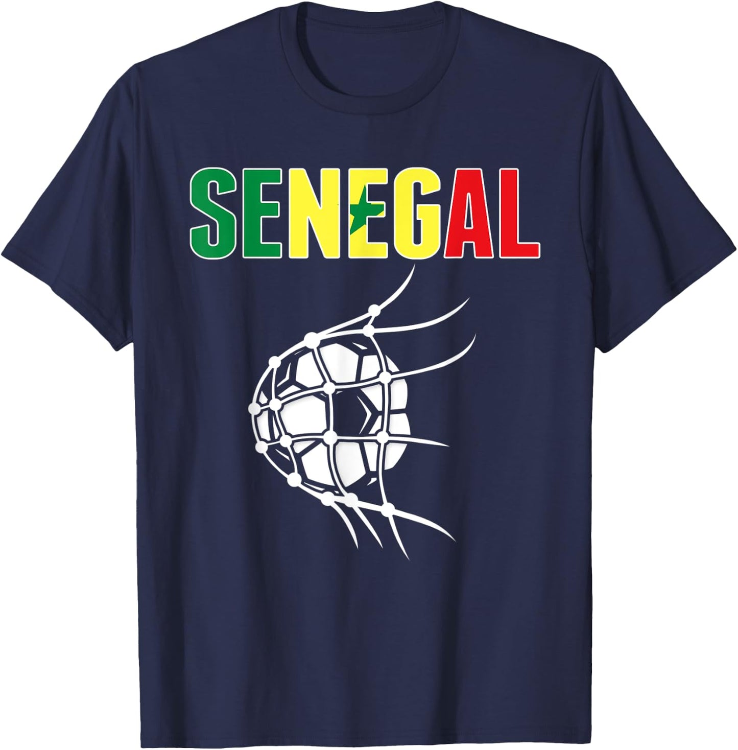 Senegal Soccer Fans Jersey - Senegalese Flag Football In Net T-Shirt - T-Shirt | Navy