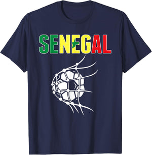 Senegal Soccer Fans Jersey - Senegalese Flag Football In Net T-Shirt - T-Shirt | Navy