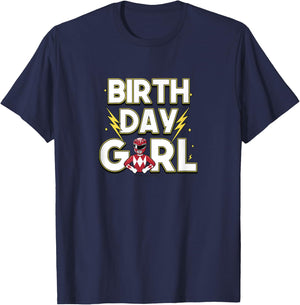 Power Rangers Birthday Girl Electrifying Red Ranger T-Shirt - T-Shirt | Navy