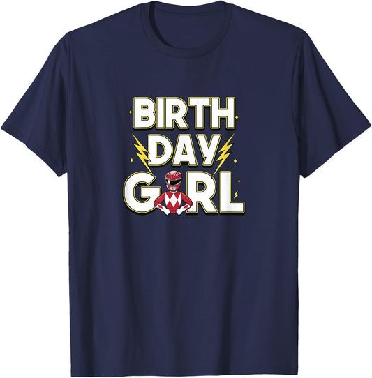 Power Rangers Birthday Girl Electrifying Red Ranger T-Shirt - T-Shirt | Navy