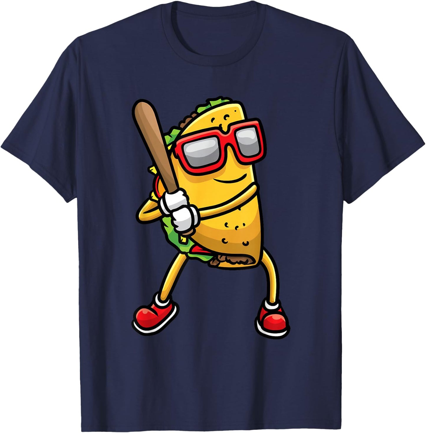 Taco Playing Baseball Mexican Cinco De Mayo Kids Men T-Shirt - T-Shirt | Navy