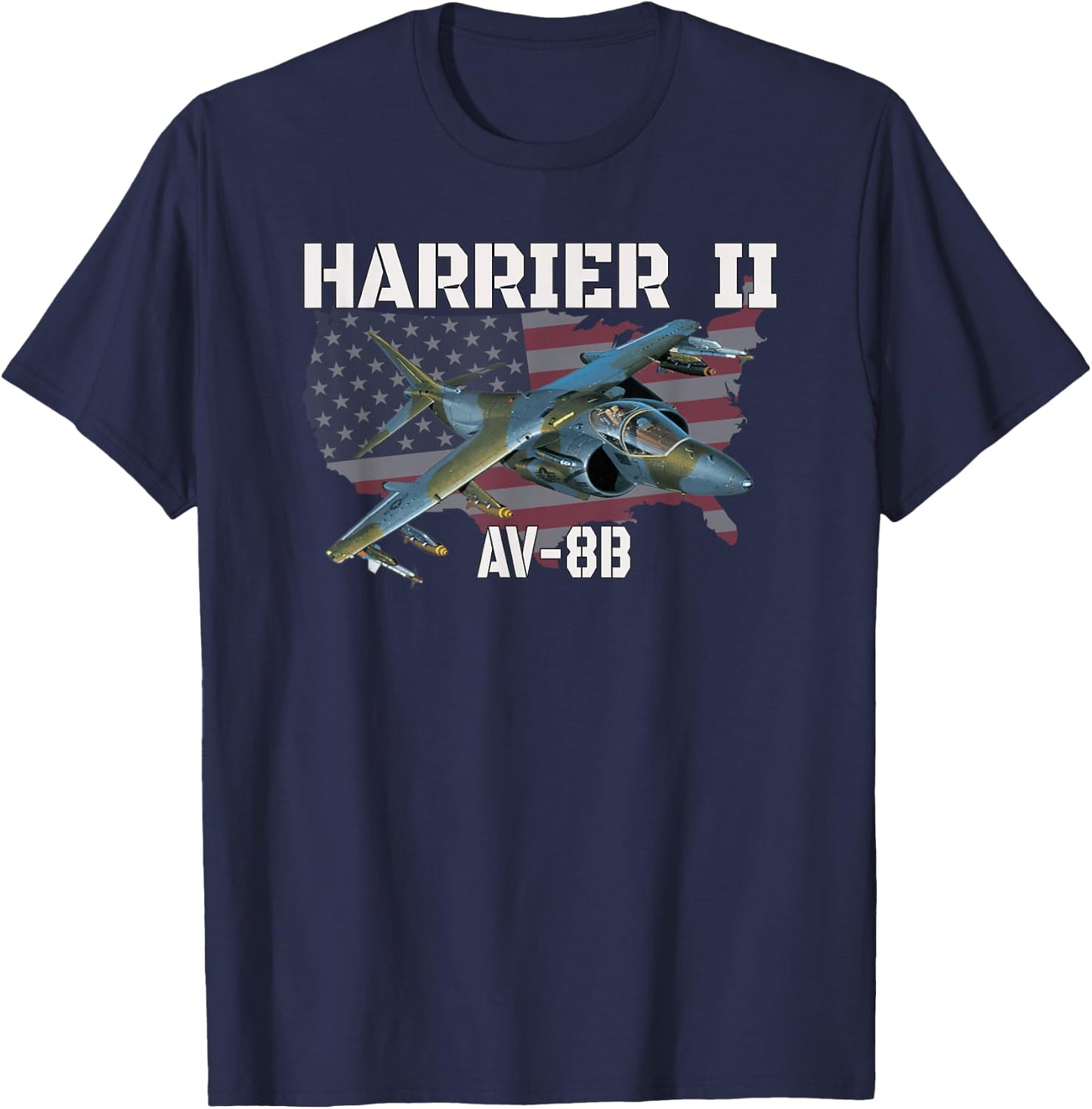 AV-8B Harrier II Ground-Attack Aircraft Military Aviation T-Shirt - T-Shirt | Navy