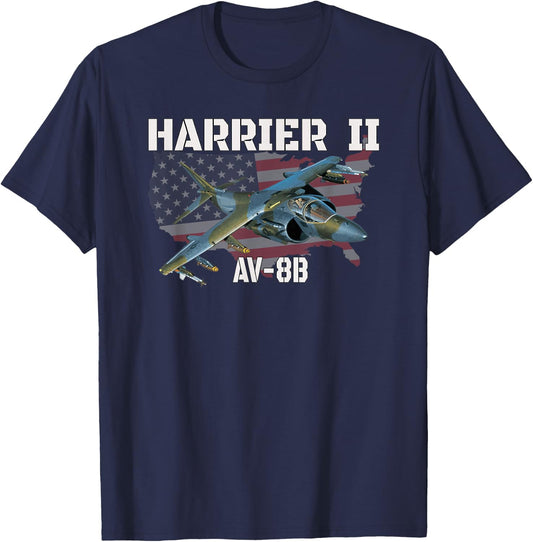 AV-8B Harrier II Ground-Attack Aircraft Military Aviation T-Shirt - T-Shirt | Navy