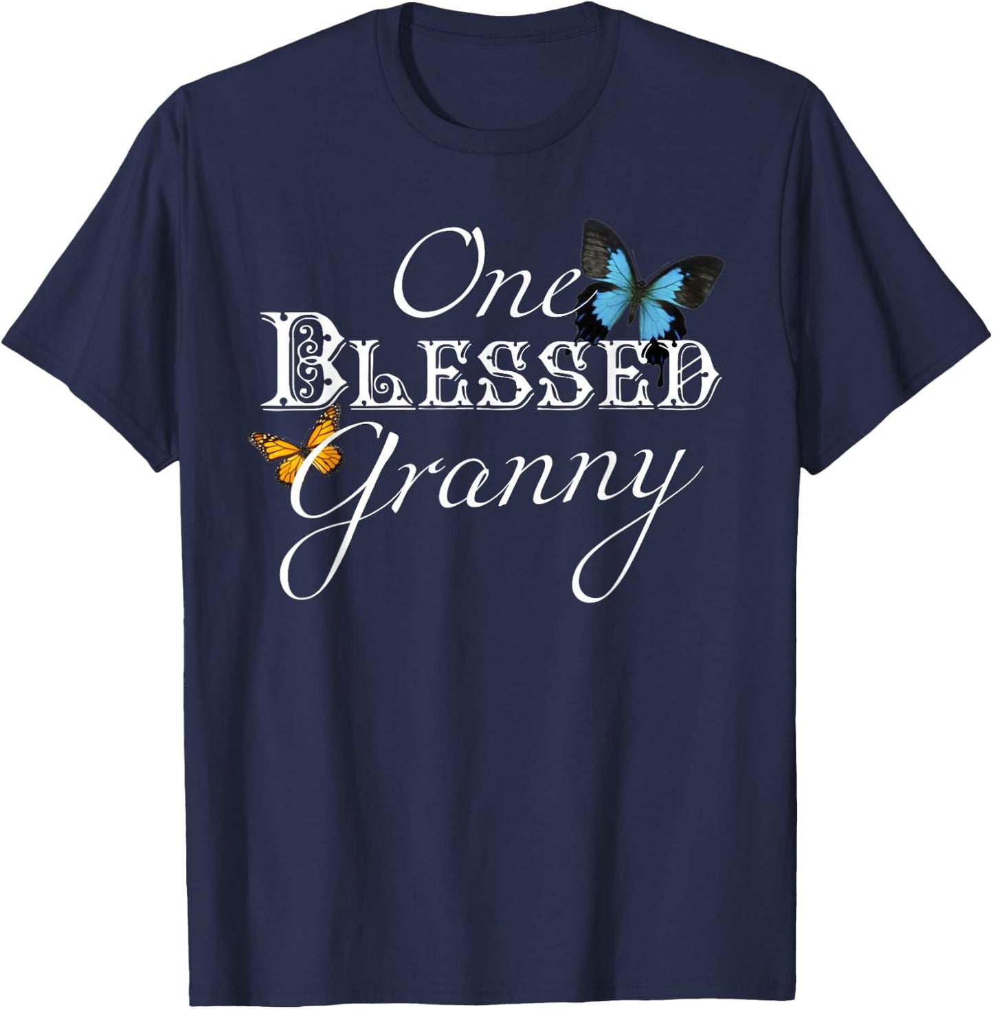 Granny Shirt - One Blessed Granny - Grandmother Gift T-Shirt - T-Shirt | Navy