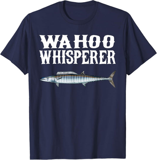 Wahoo Whisperer Funny Fish Lover T-Shirt - T-Shirt | Navy