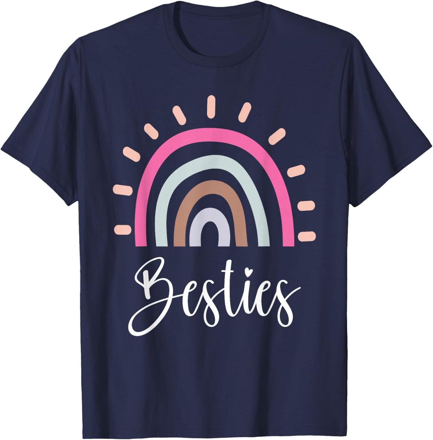 Best Friends BFF Heart Best Friends Bestie T-Shirt - T-Shirt | Navy
