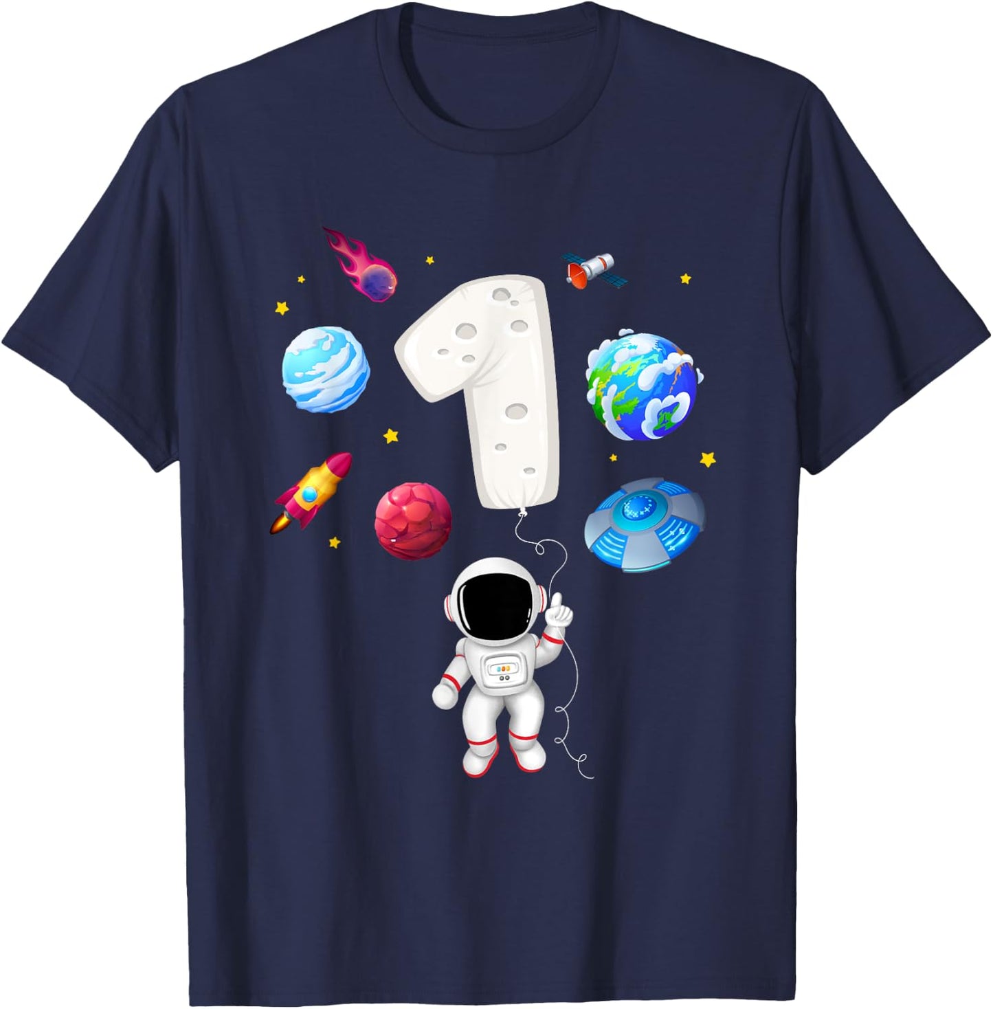 1st Astronaut Birthday Party 1 Year Old Space Costume T-Shirt - T-Shirt | Navy