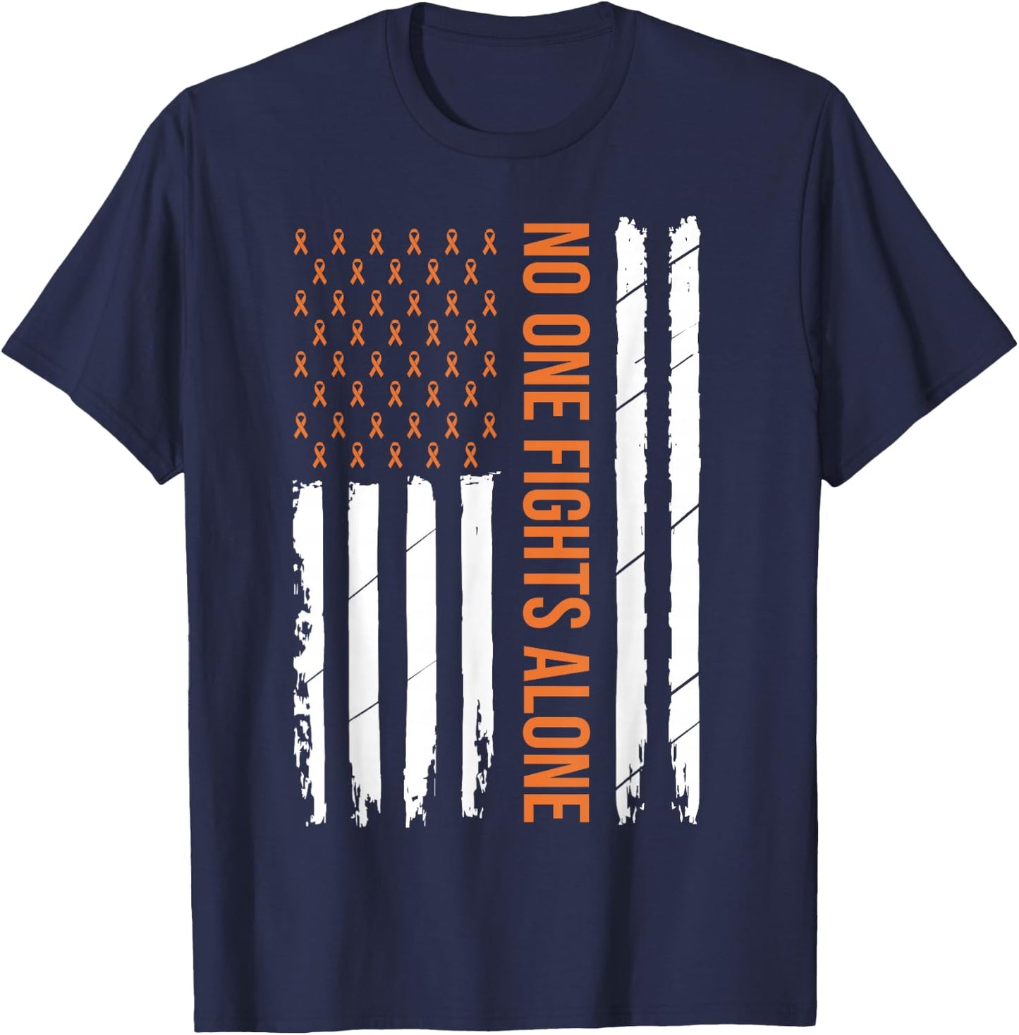 Kidney Cancer Awareness Orange Ribbon T-Shirt - T-Shirt | Navy