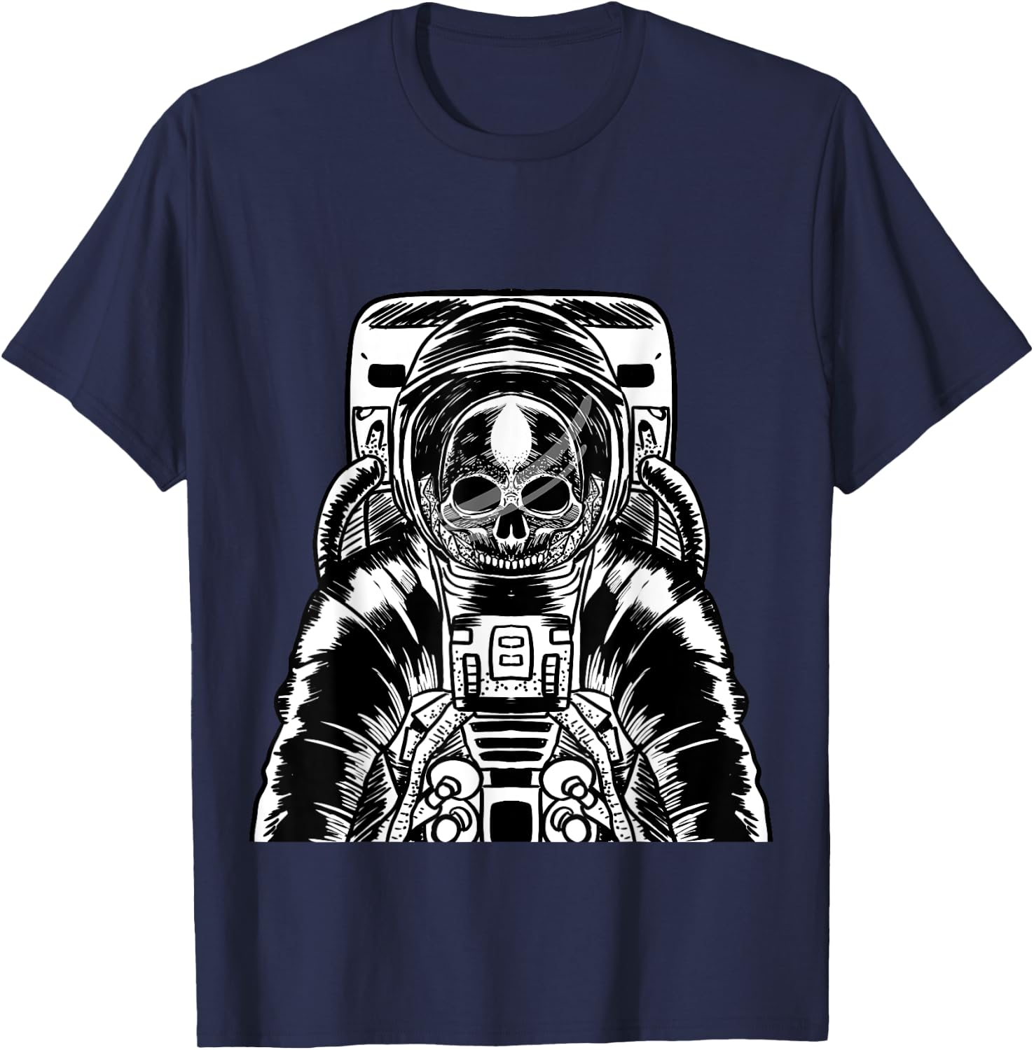 Astronaut Skull Surreal Galaxy Spaceman Skeleton Goth Gift T-Shirt - T-Shirt | Navy