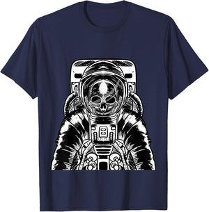 Astronaut Skull Surreal Galaxy Spaceman Skeleton Goth Gift T-Shirt - T-Shirt | Navy