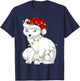 Arctic Fox Animal Lover Xmas Santa Hat Arctic Fox Christmas T-Shirt - T-Shirt | Navy