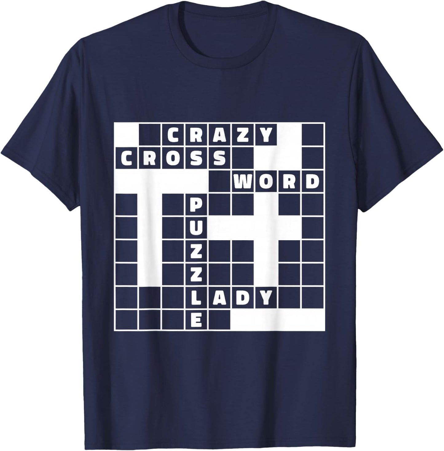 Crazy Crossword Puzzle Lady, Crossword Puzzles T-Shirt - T-Shirt | Navy