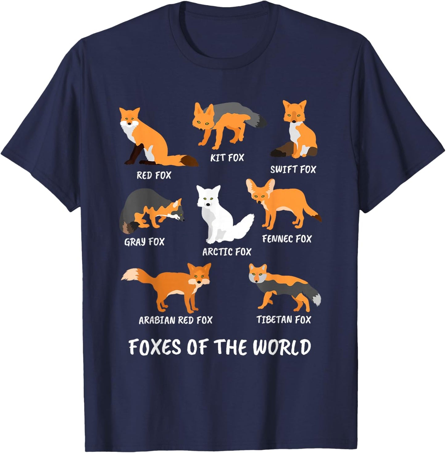 Foxes of the World Fox Lover T-Shirt - T-Shirt | Navy