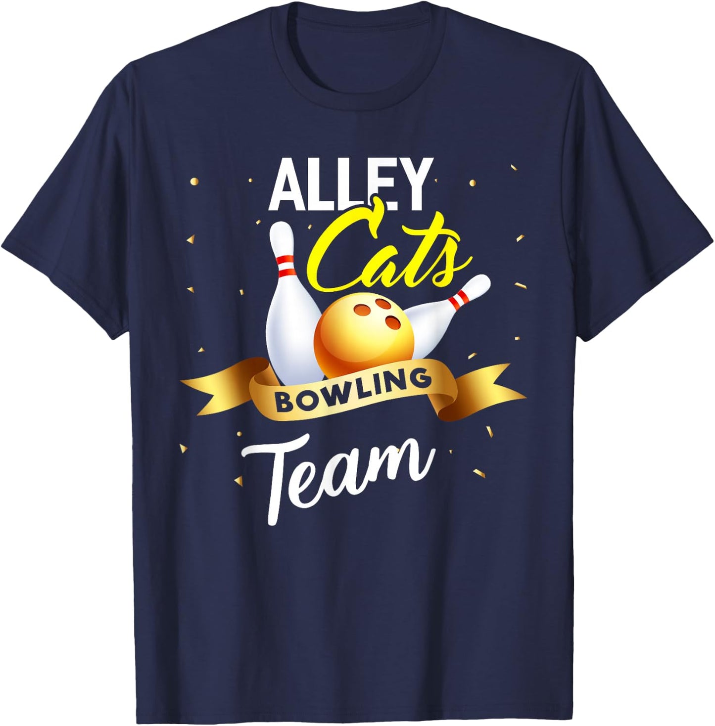 Alley Cat Bowling Shirt Funny Bowler Bowling T-Shirt - T-Shirt | Navy