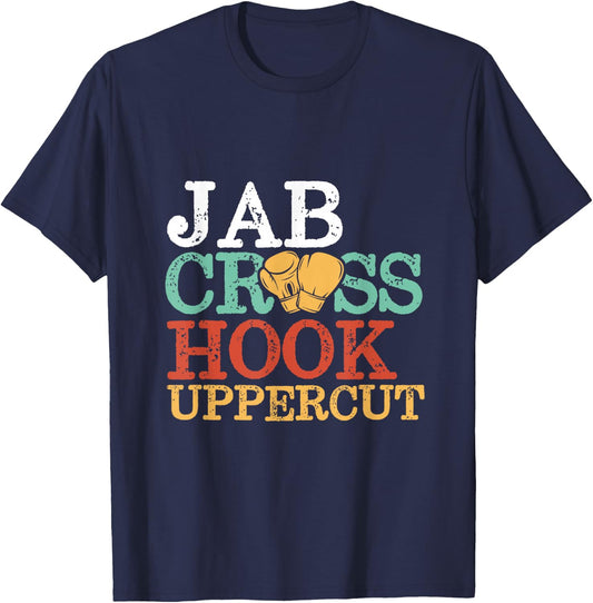 Jab Cross Hook Uppercut Boxer Workout Women Kickboxing T-Shirt - T-Shirt | Navy