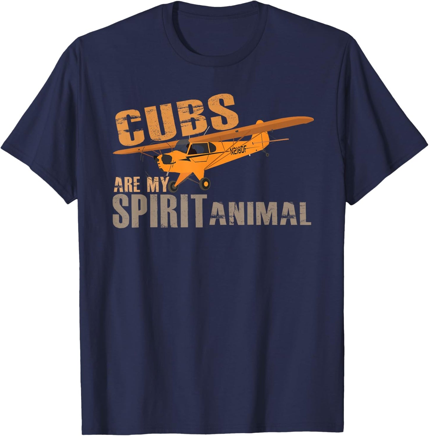 Cubs are my Spirit Animal | J-3 Cub Airplane Pilot T-Shirt - T-Shirt | Navy