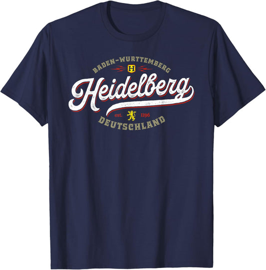 Heidelberg Germany - Vintage Souvenir Travel Heidelberg T-Shirt - T-Shirt | Navy