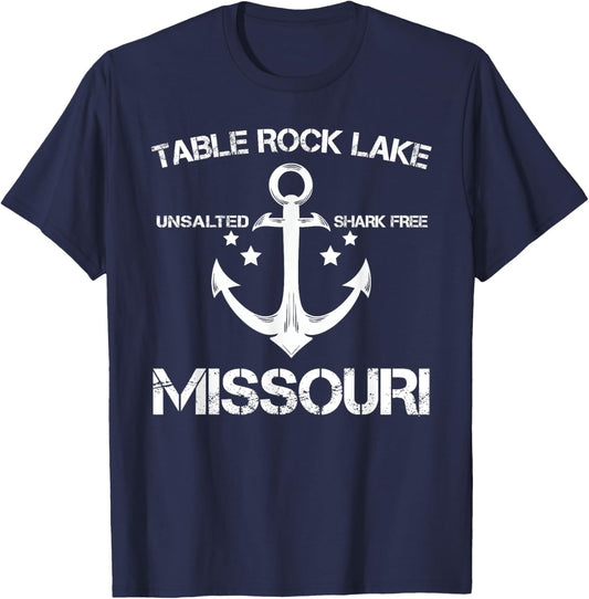 TABLE ROCK LAKE MISSOURI Funny Fishing Camping Summer Gift Men Women Girls Kids T-Shirt - T-Shirt | Navy