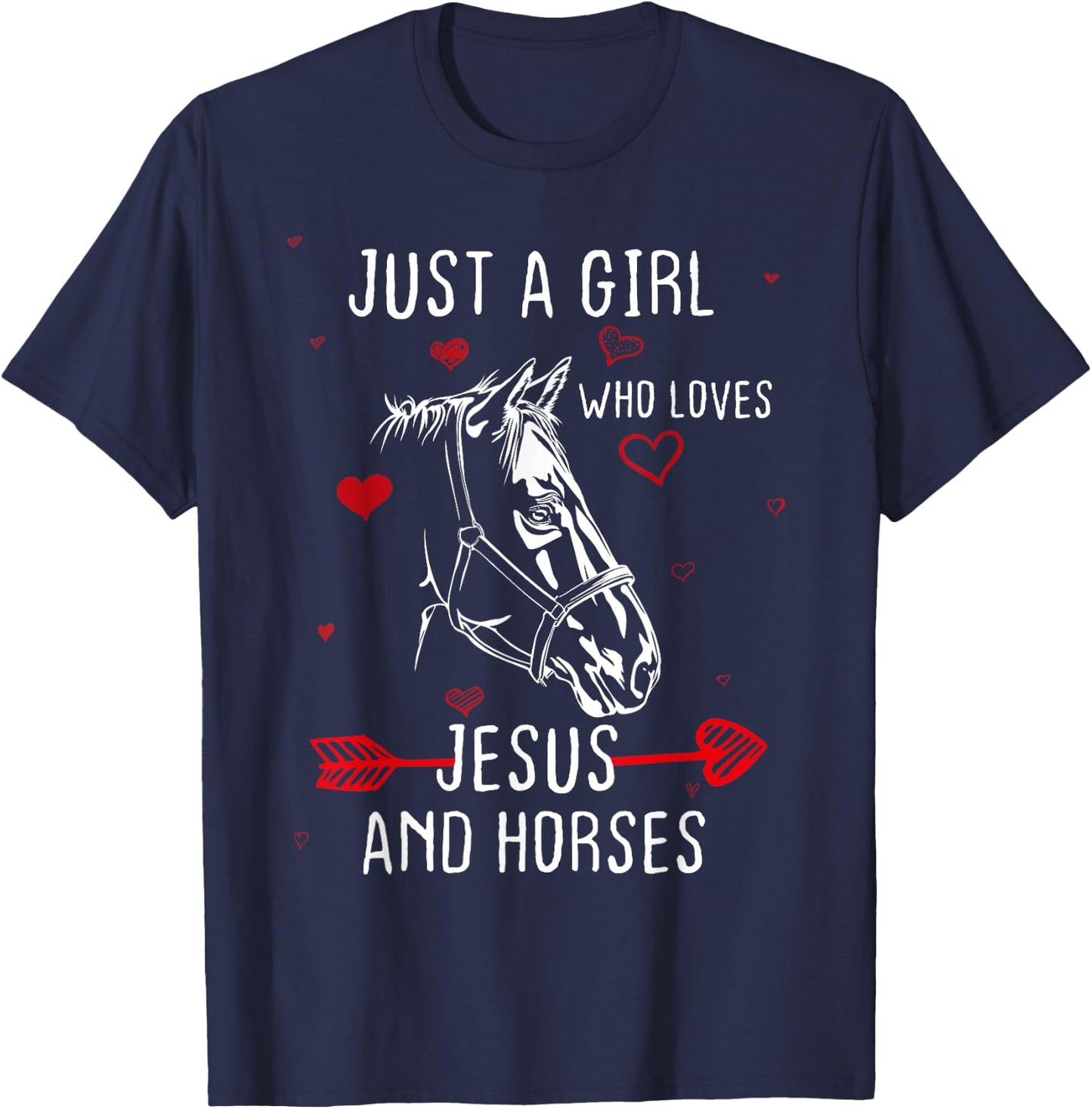 Horses And Jesus Lovers , Gift girls & women T-Shirt - T-Shirt | Navy