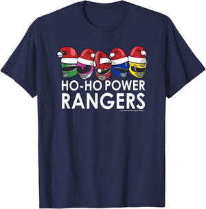 Power Rangers Christmas Group Shot Line Up Ho-Ho Rangers T-Shirt - T-Shirt | Navy