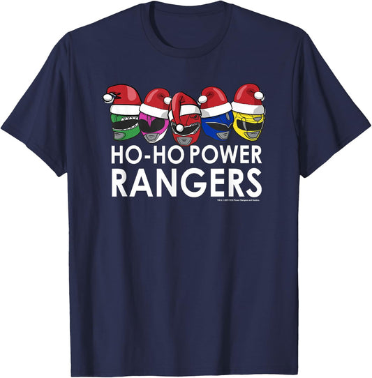 Power Rangers Christmas Group Shot Line Up Ho-Ho Rangers T-Shirt - T-Shirt | Navy
