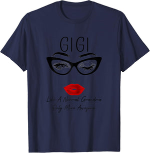Gigi Like a Normal Grandma Only More Awesome Glasses Face T-Shirt - T-Shirt | Navy