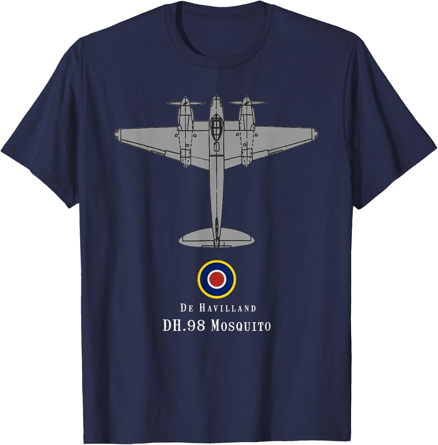 DH.98 Mosquito Tech Drawing WWII RAF Bomber Airplane T-Shirt - T-Shirt | Navy