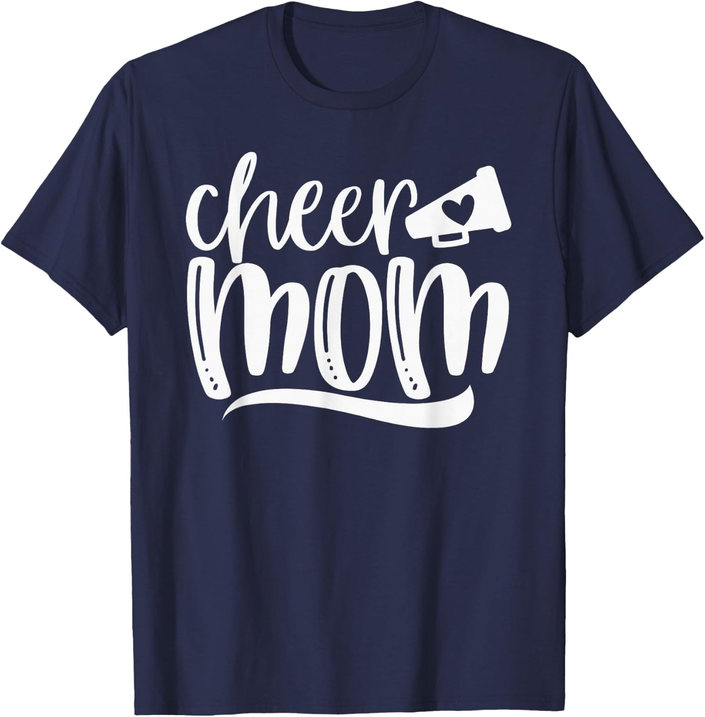 Cheer Mom Shirt, Megaphone with Heart Accent, Women T-Shirt - T-Shirt | Navy