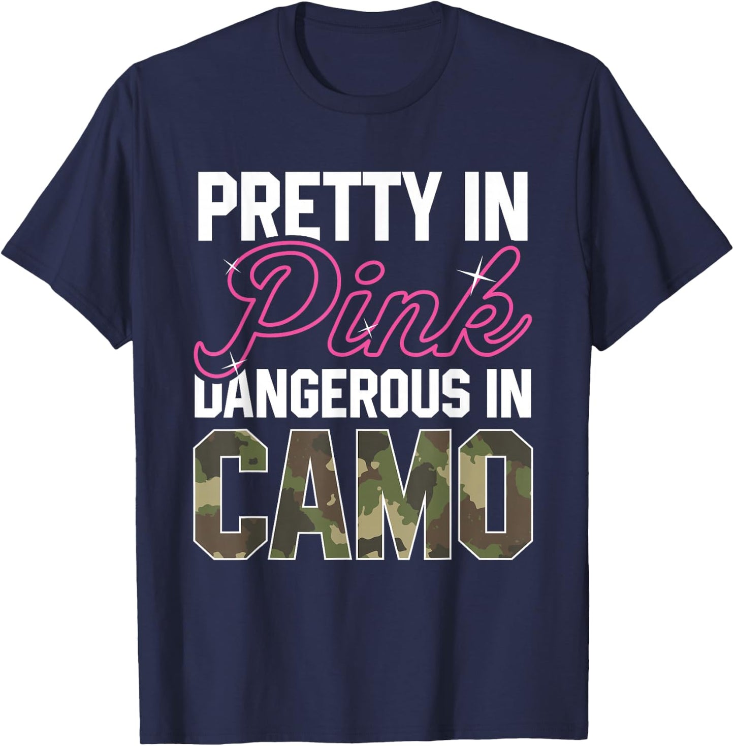 Funny Pink Camo Hunting Graphic Women Deer Buck Hunters T-Shirt - T-Shirt | Navy