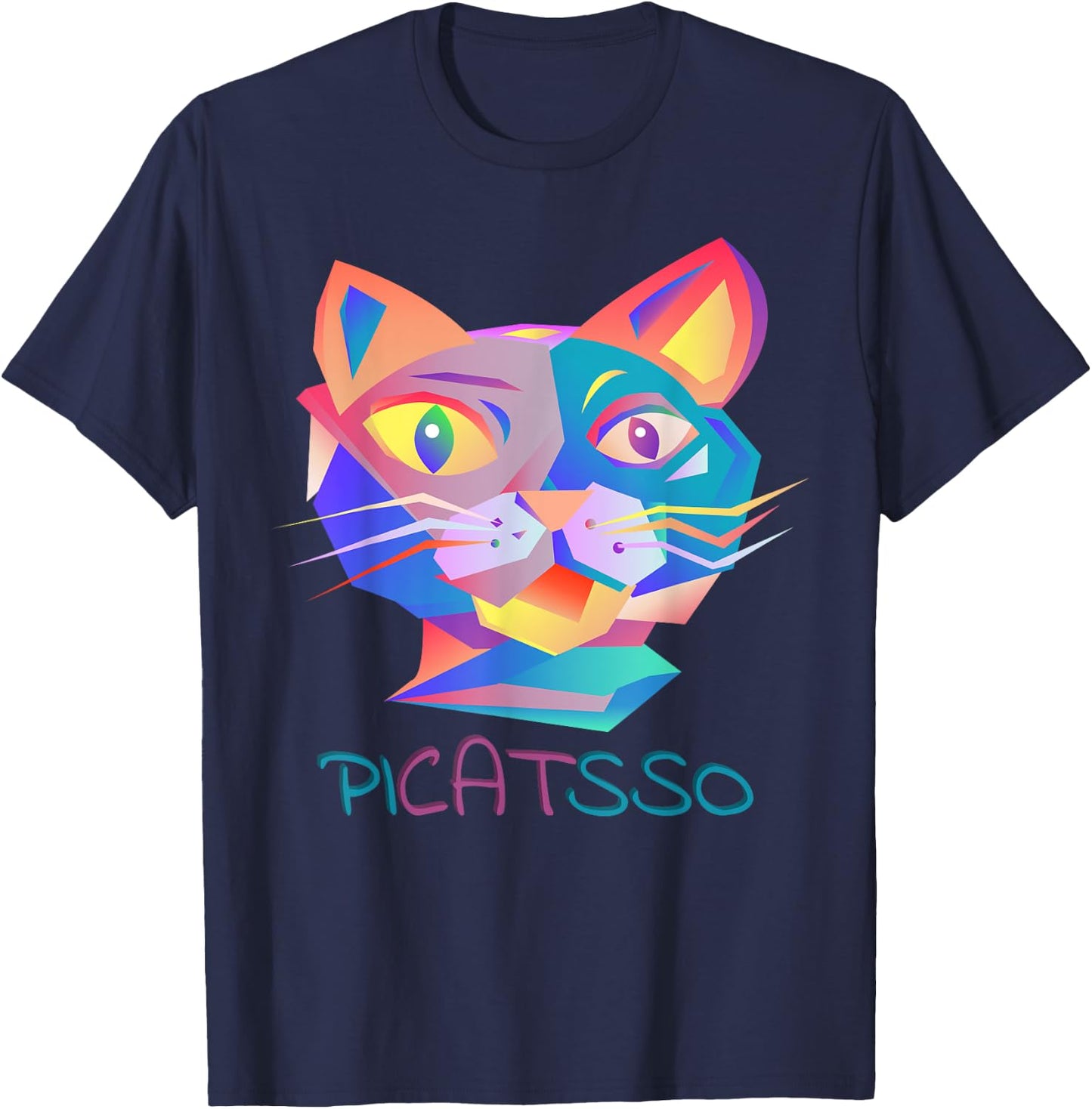 BANANOLOGY Picasso Art Cat | Funny Abstract Cat T-Shirt - T-Shirt | Navy