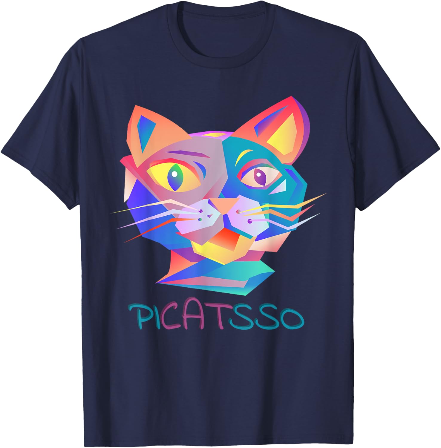 BANANOLOGY Picasso Art Cat | Funny Abstract Cat T-Shirt - T-Shirt | Navy