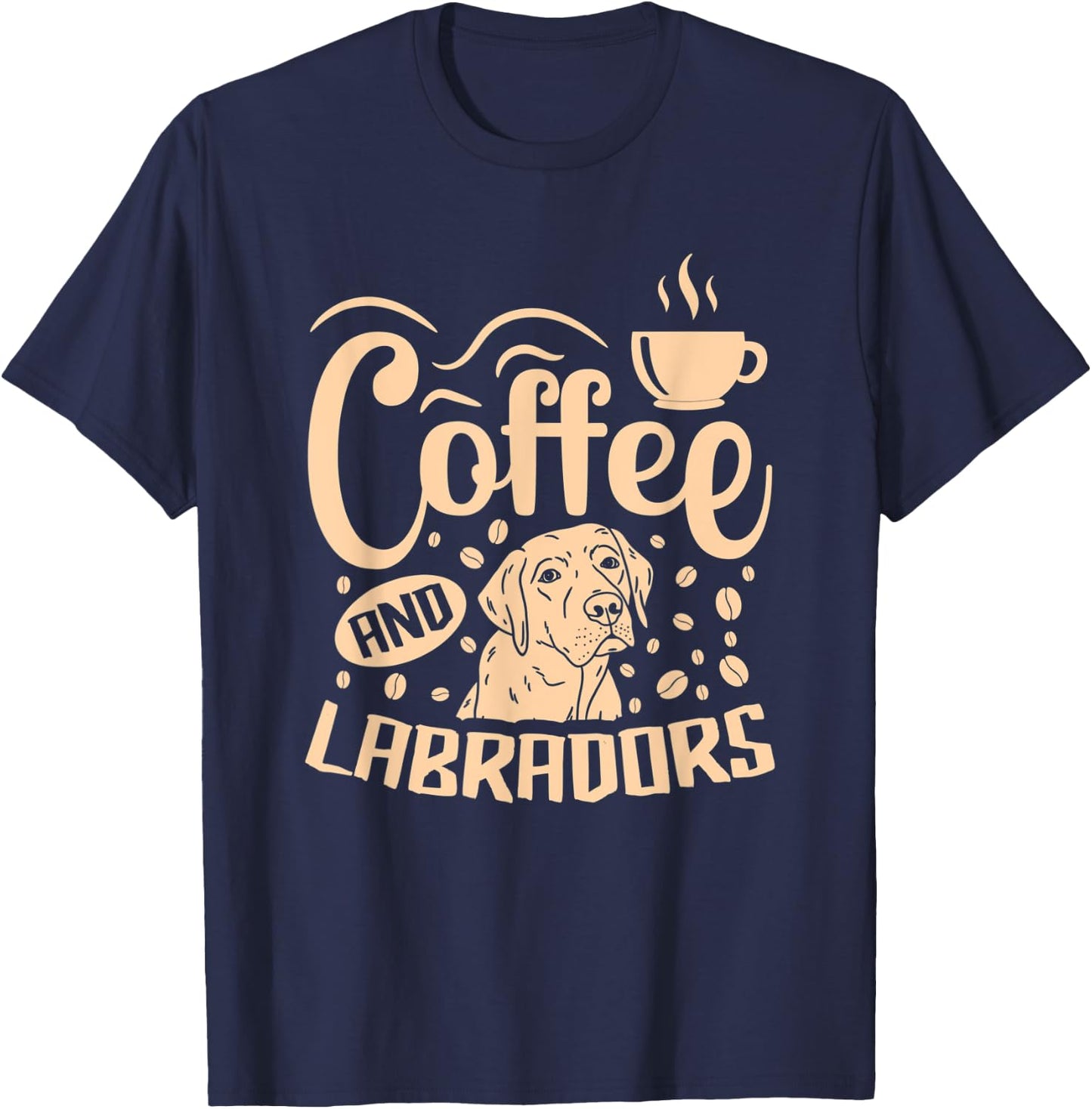 Labrador Dog Apparel Coffee Addict for Lab Owner Lovers T-Shirt - T-Shirt | Navy