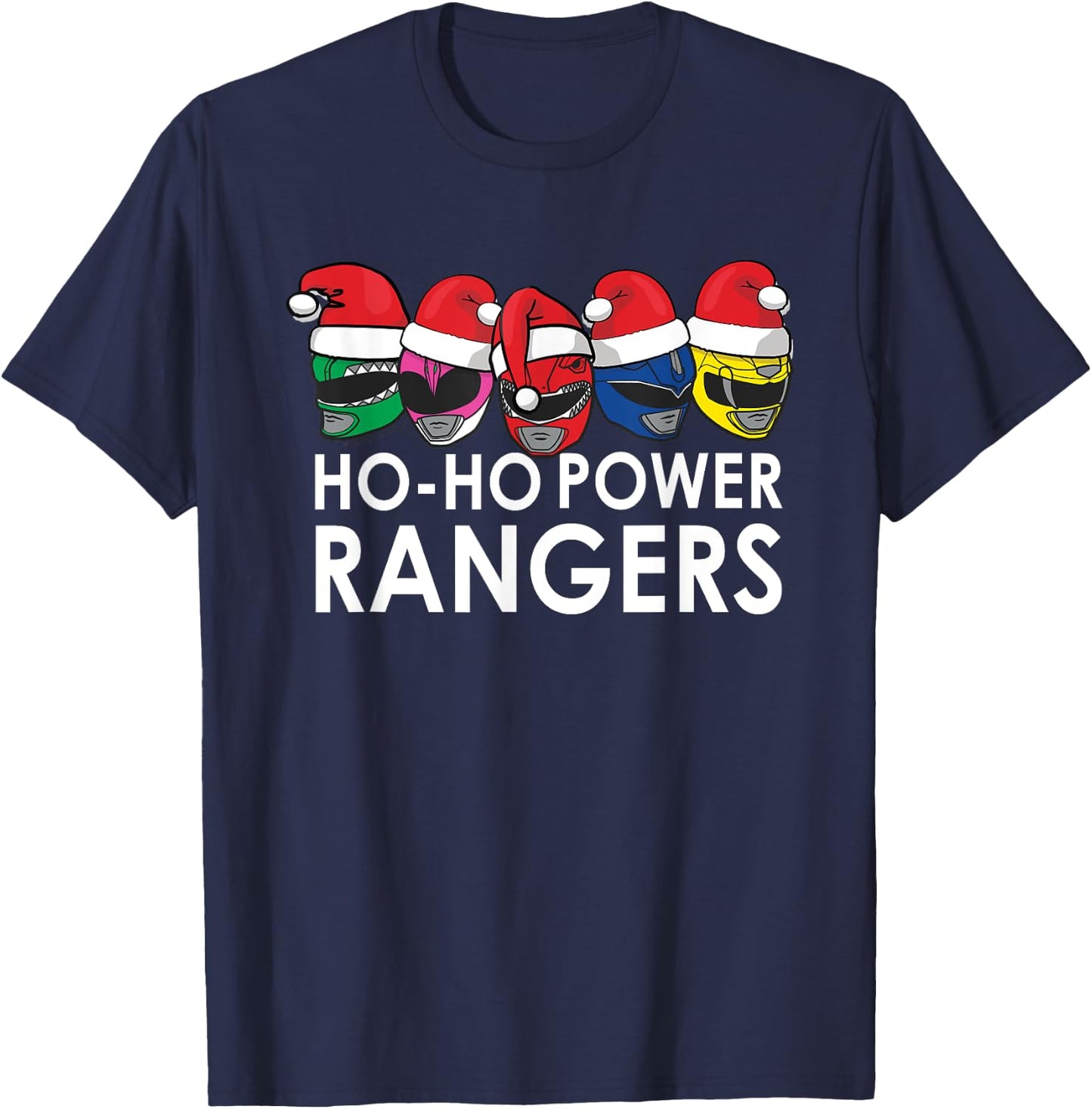 Power Rangers Christmas Hats Ho Ho T-Shirt - T-Shirt | Navy