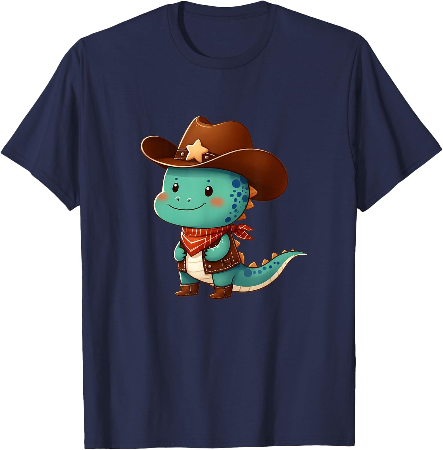 Cute Western Rodeo Dino Sheriff Costume Cowboy Dino Dinosaur T-Shirt - T-Shirt | Navy