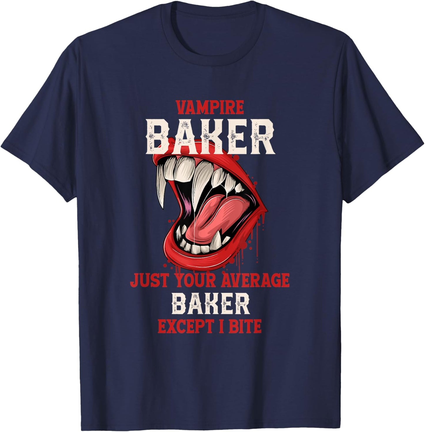 Vampire Baker Halloween Baking Scary Pastry Chef Work T-Shirt - T-Shirt | Navy