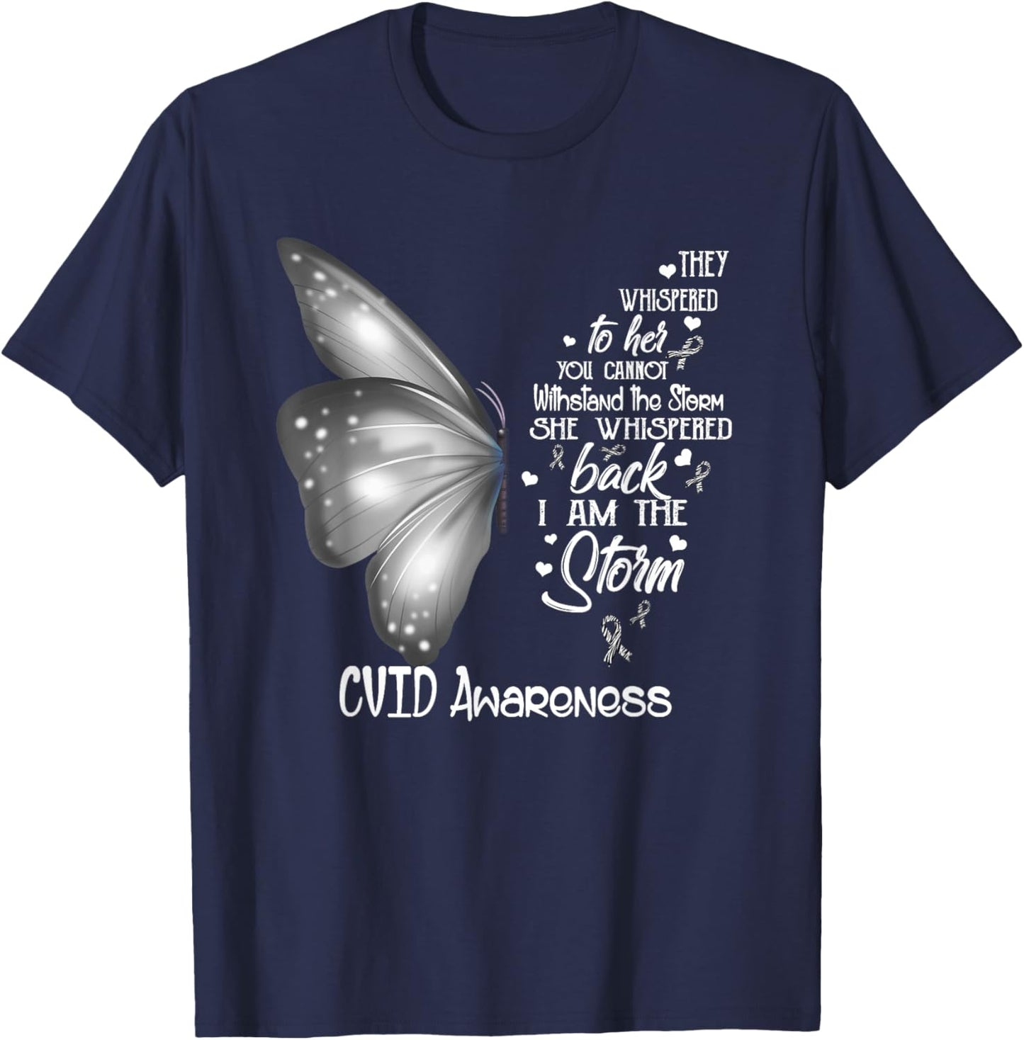 I am the storm CVID Awareness Butterfly T-Shirt - T-Shirt | Navy