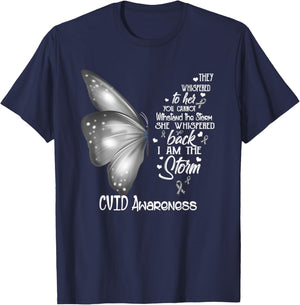 I am the storm CVID Awareness Butterfly T-Shirt - T-Shirt | Navy