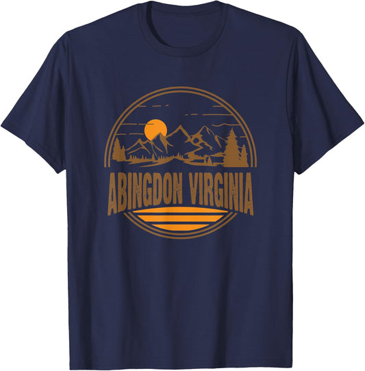 Vintage Abingdon, Virginia Mountain Hiking Souvenir Print T-Shirt - T-Shirt | Navy
