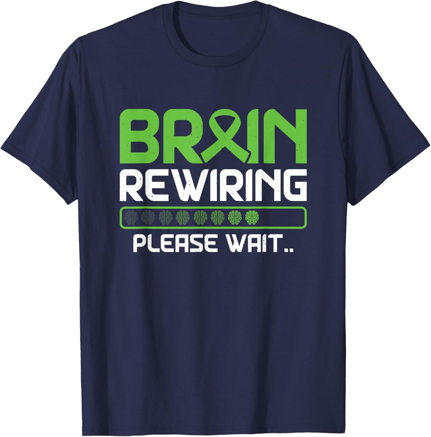 Brain Rewiring Traumatic Brain Injury Ribbon TBI Survivor T-Shirt - T-Shirt | Navy