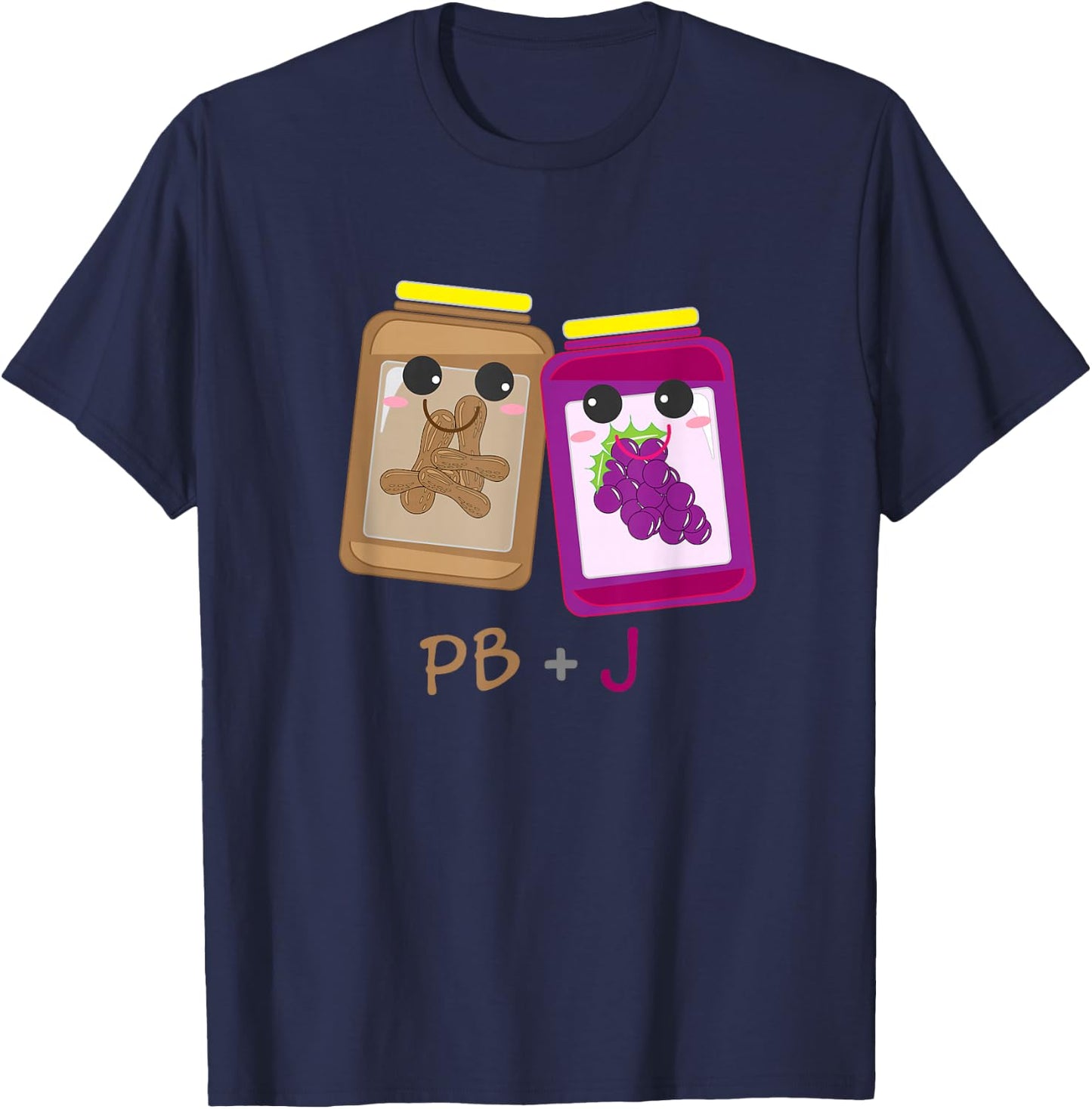 PB+J Cute Peanut Butter & Jelly Matching Costume Set Shirts T-Shirt - T-Shirt | Navy