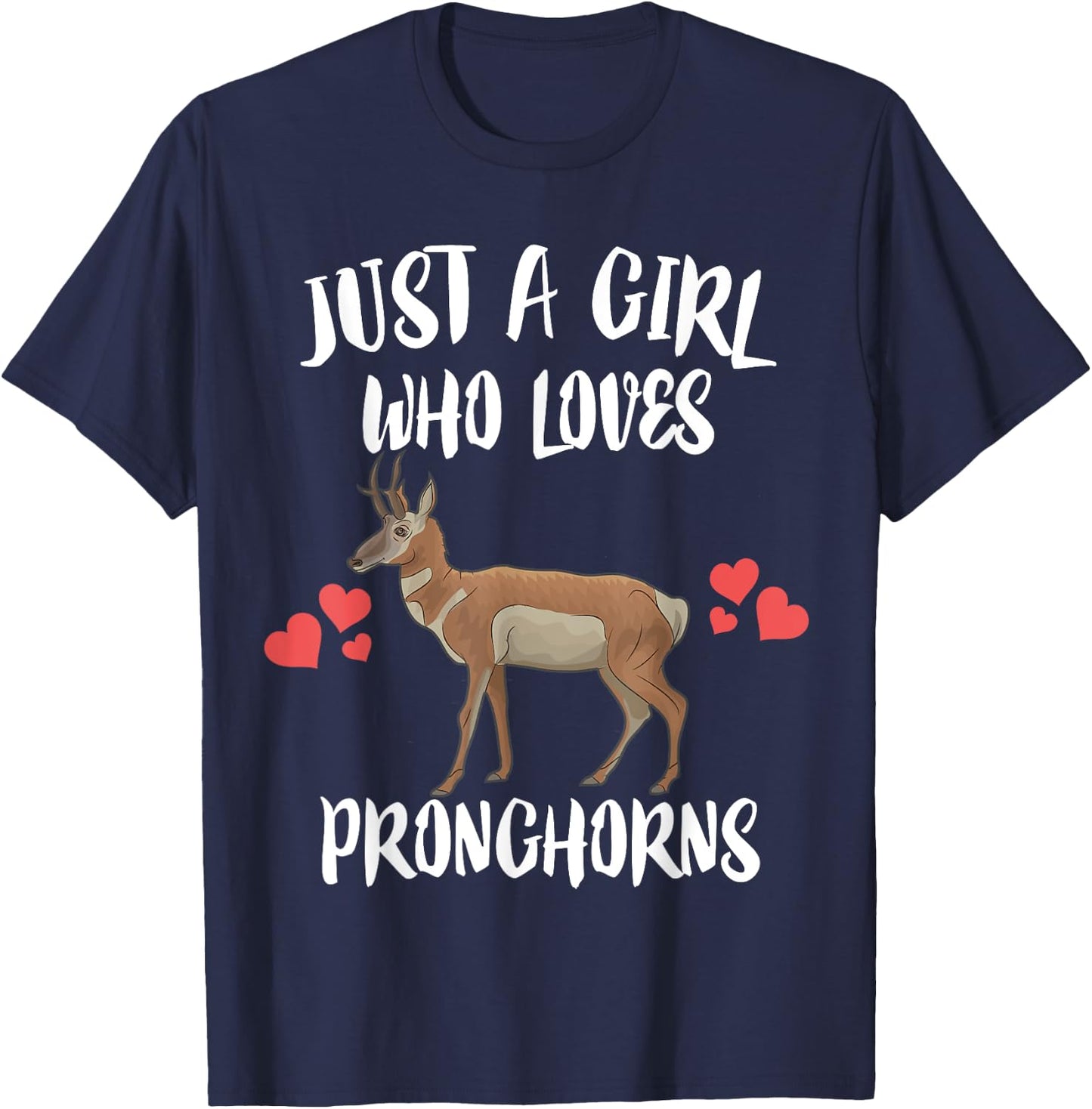 Just A Girls Who Loves Pronghorns Animals T-Shirt - T-Shirt | Navy
