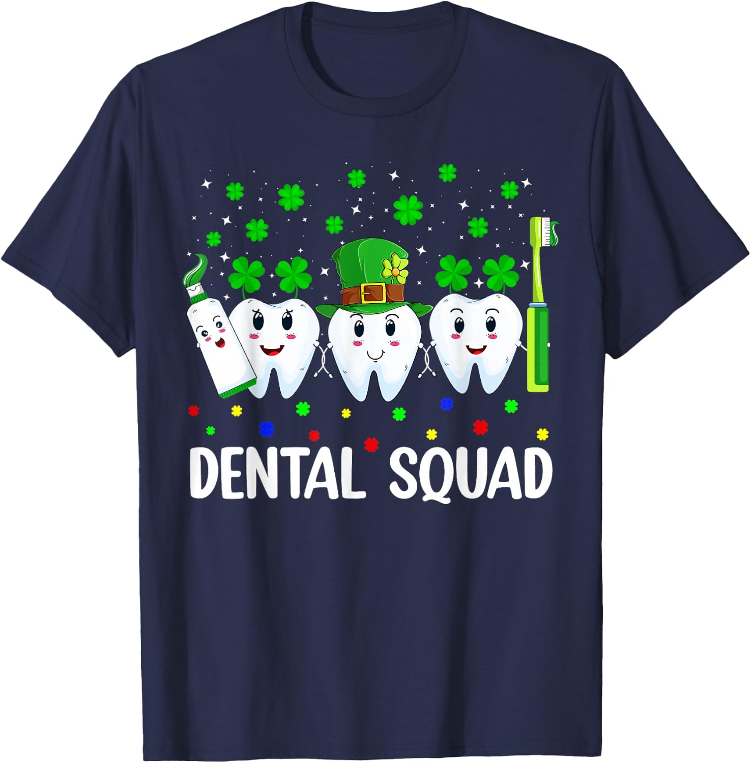 Dental Squad Irish Leprechaun Tooth Dentist St Patrick's Day T-Shirt - T-Shirt | Navy