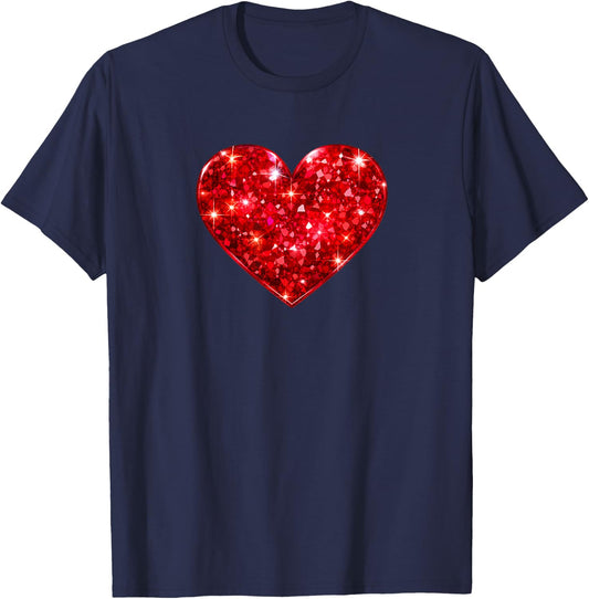 Red Heart Funny Cute Design Women Hearts T-Shirt - T-Shirt | Navy