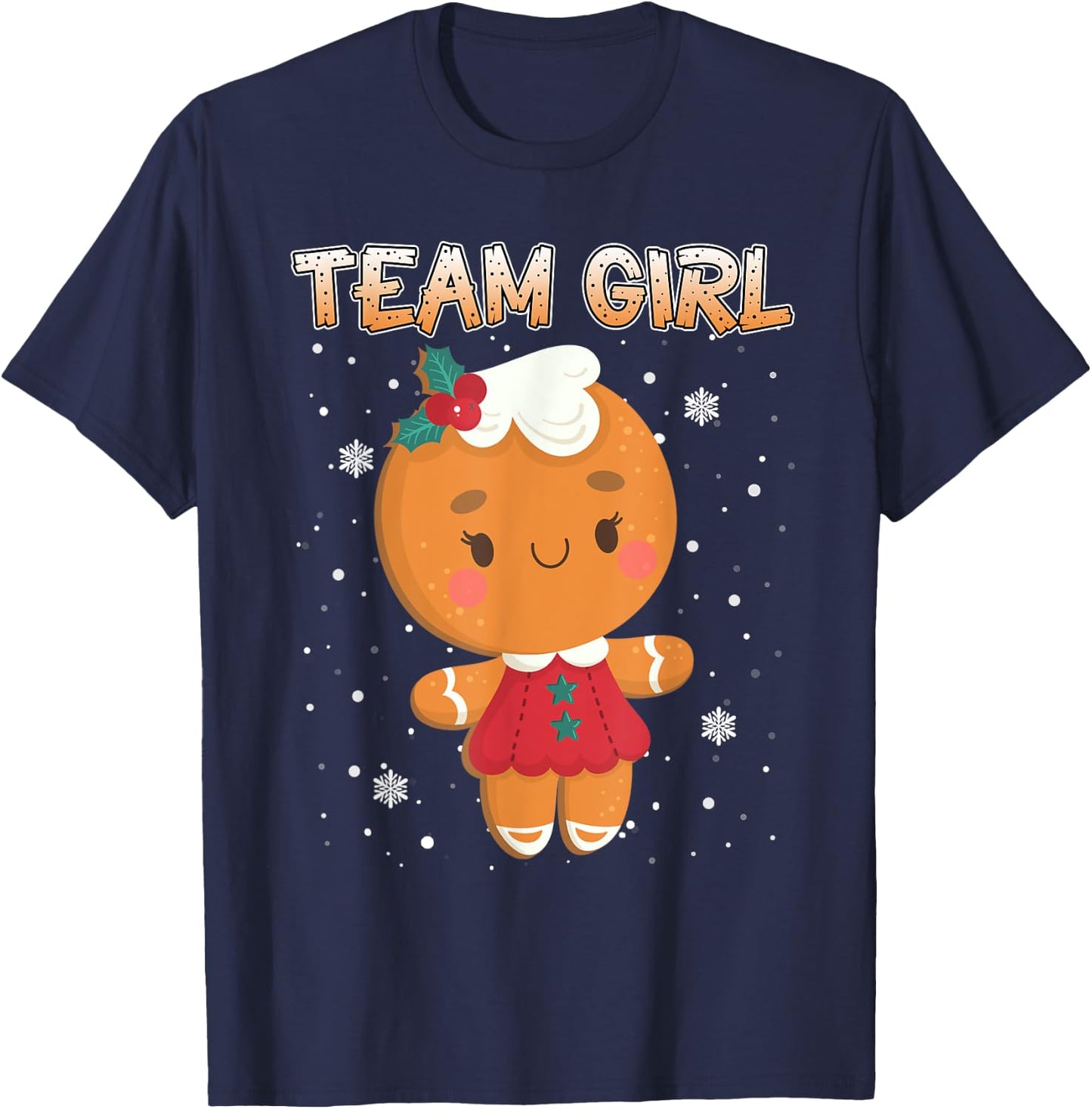 Christmas Gingerbread Team Girl Gender Reveal Shirt Women T-Shirt - T-Shirt | Navy