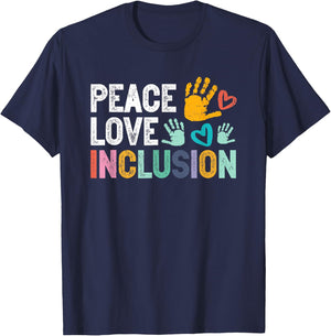 Peace love inclusion For A Sped Teacher T-Shirt - T-Shirt | Navy