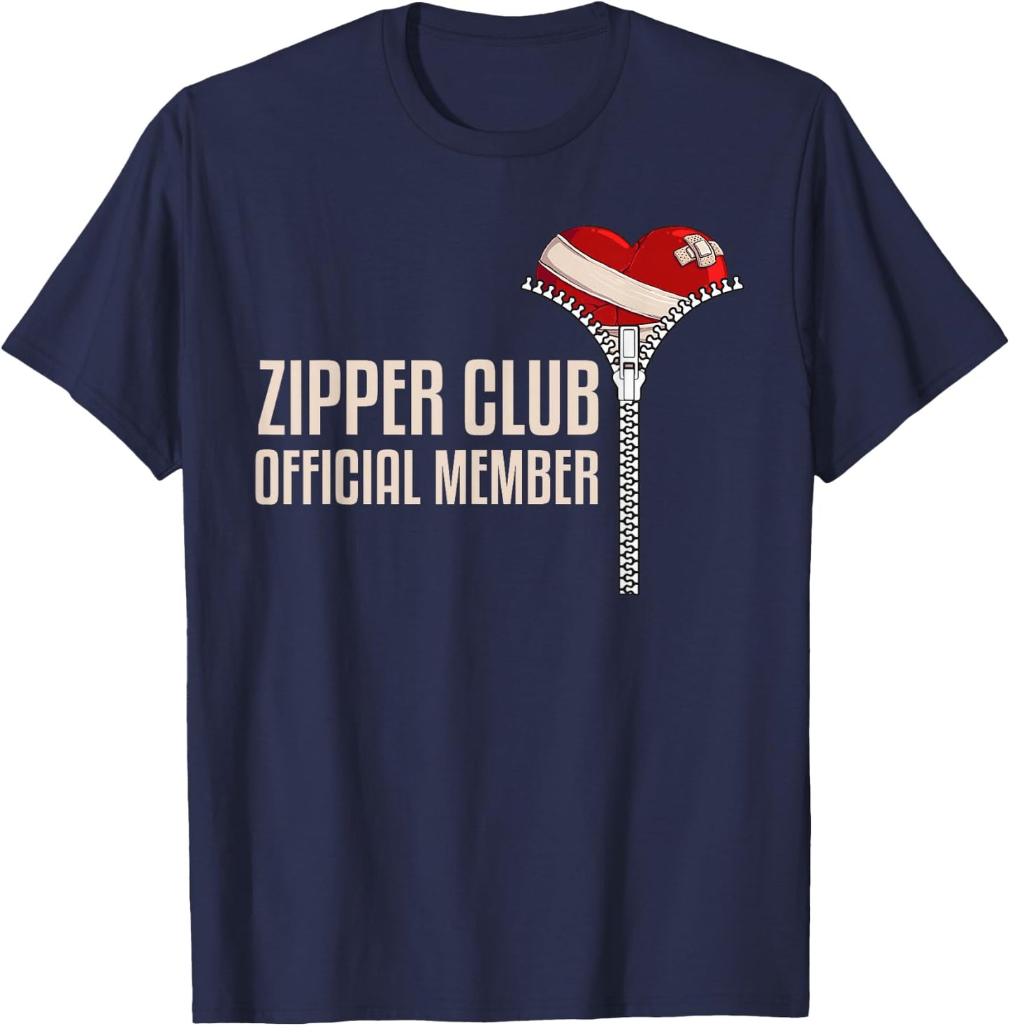 Cool Open Heart Surgery Art Men Women Zipper Club Recovery Small T-Shirt - T-Shirt | Navy