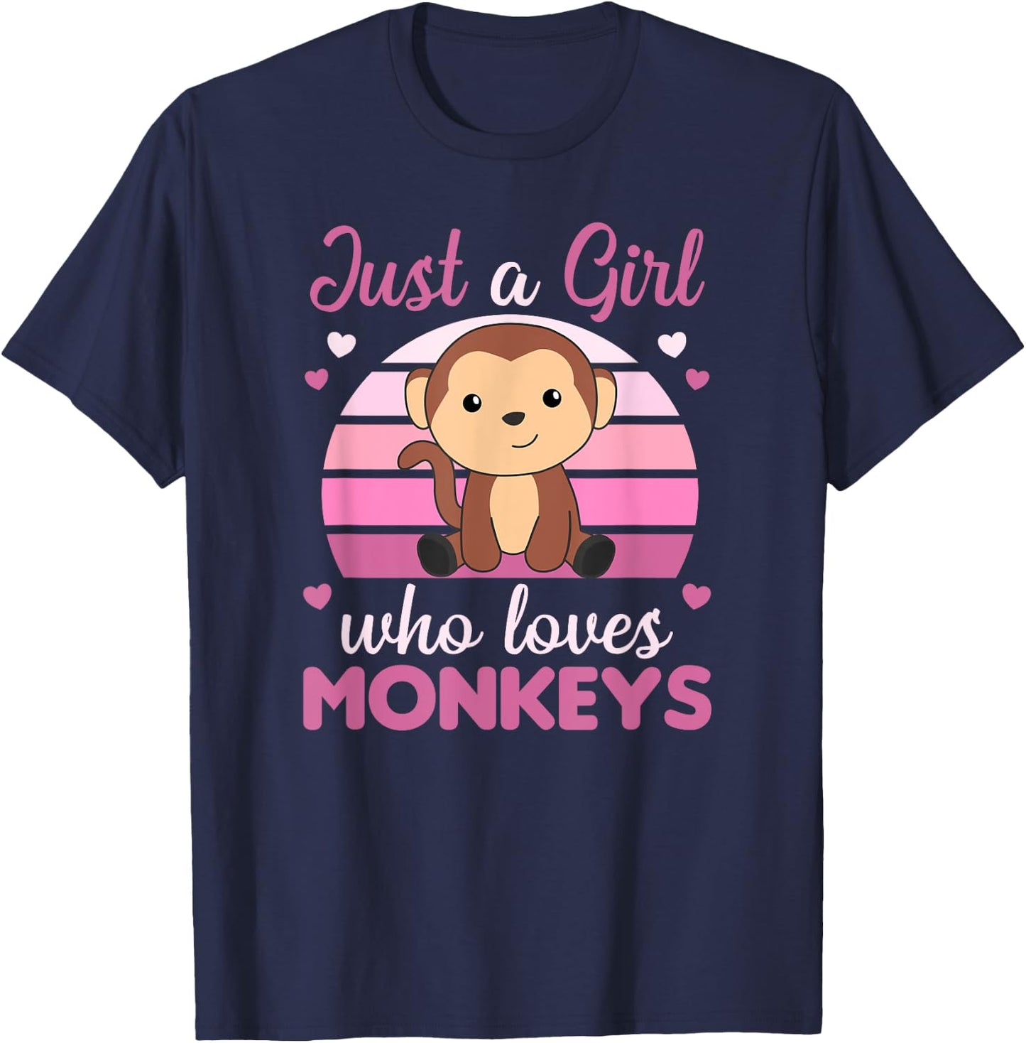 Just A Girl who loves Monkeys - Sweet Monkey T-Shirt - T-Shirt | Navy